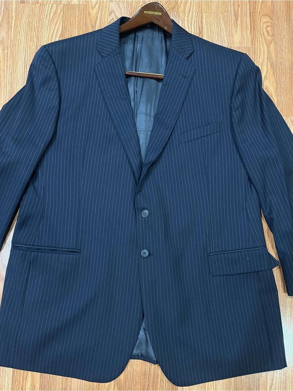 Men's Navy Pinstripe Suit Blazer and Trousers